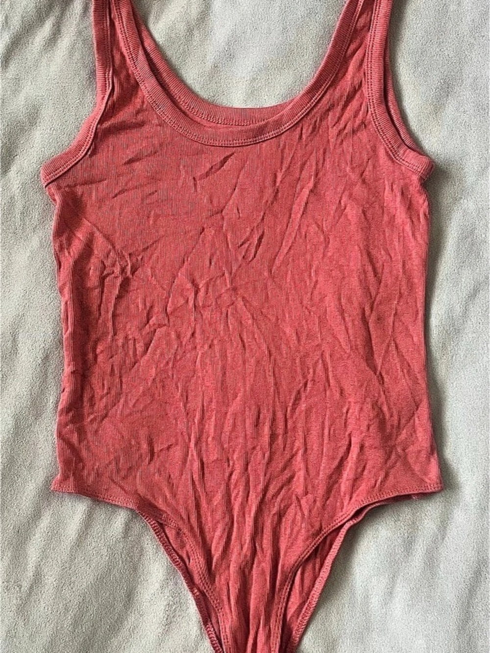 A New Day Ribbed Tank Top Bodysuit in Pink Size Small